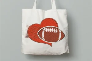 Heart and Football DST Embroidery Designs