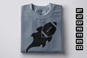 Fire Football Football DST Embroidery Designs