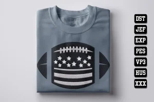 Football with USA Flag Football DST Embroidery Designs