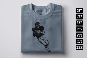 Football Payer Running Football DST Embroidery Designs