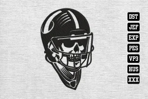 Football Helmet and Skeleton Football DST Embroidery Designs