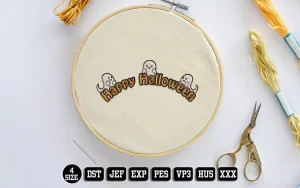 Ghost Halloween Text Embroidery Designs, Halloween Embroidery Files