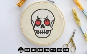 Burning Skull Embroidery Designs, Halloween Embroidery Files