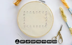 Ghosts Border Horizontal Embroidery Designs, Halloween Embroidery Files