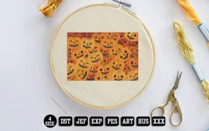 Halloween Pumpkins Background Embroidery Designs, Halloween Embroidery Files