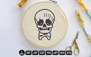 Troubled Skull Embroidery Designs, Halloween Embroidery Files