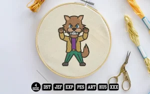 Angry Werewolf Cartoon  Embroidery Designs, Halloween Embroidery Files
