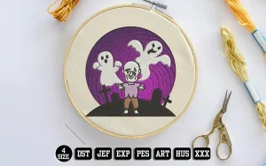 Zombie and Ghosts Embroidery Designs, Halloween Embroidery Files