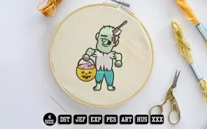 Zombie with Candy Embroidery Designs, Halloween Embroidery Files