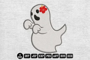 Hovering Ghost Embroidery Designs, Halloween Embroidery Files