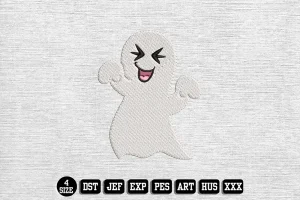 Laughing Ghost Cartoon Embroidery Designs, Halloween Embroidery Files