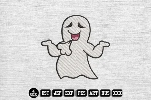 Relaxing Ghost Cartoon Embroidery Designs, Halloween Embroidery Files