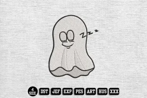 Sleeping Ghost Cartoon Embroidery Designs, Halloween Embroidery Files