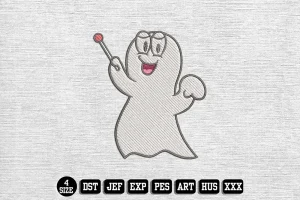 Speaking Ghost Cartoon Embroidery Designs, Halloween Embroidery Files