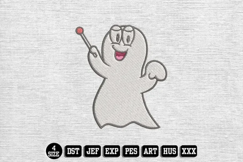 Speaking Ghost Cartoon Embroidery Designs, Halloween Embroidery Files