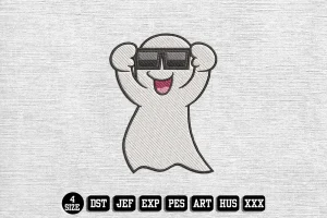 Cool Ghost Cartoon Embroidery Designs, Halloween Embroidery Files