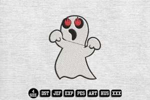 Enthusiasm Ghost Cartoon Embroidery Designs, Halloween Embroidery Files