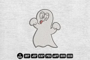 Cute Ghost Cartoon Embroidery Designs, Halloween Embroidery Files
