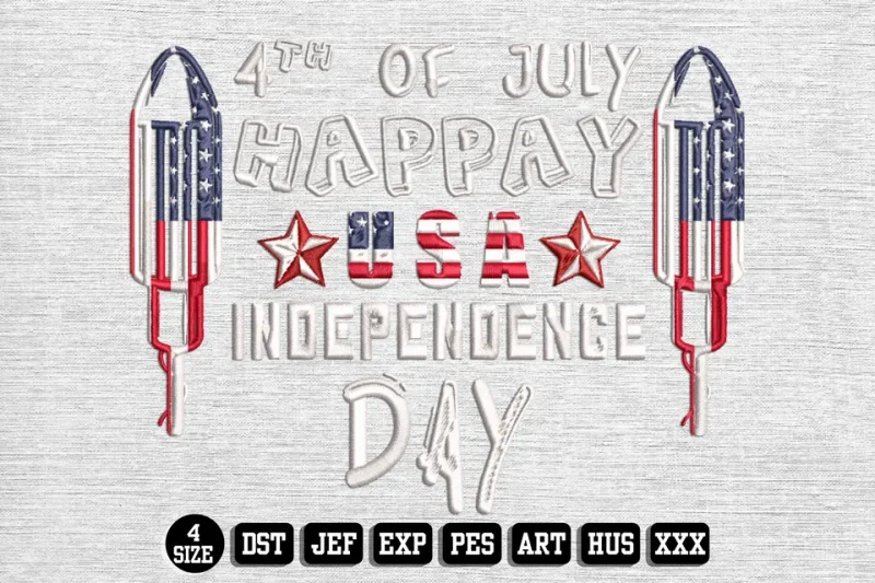 Independence Day DST Embroidery Design by DSTEmbroideryDesign.com